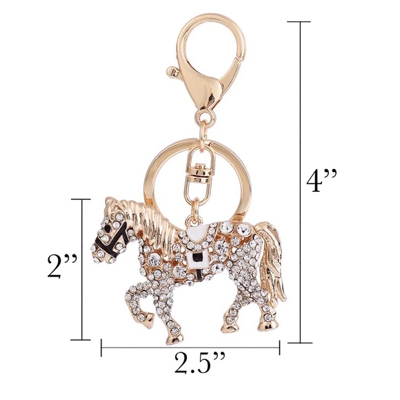 Gold and Crystal Saddled Horse Keychain Charm - Picture 16 of 16